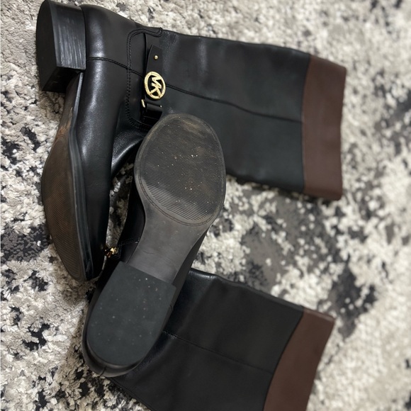 Michael Kors Two-Tone Black and Brown Heeled Boots - Picture 1 of 5